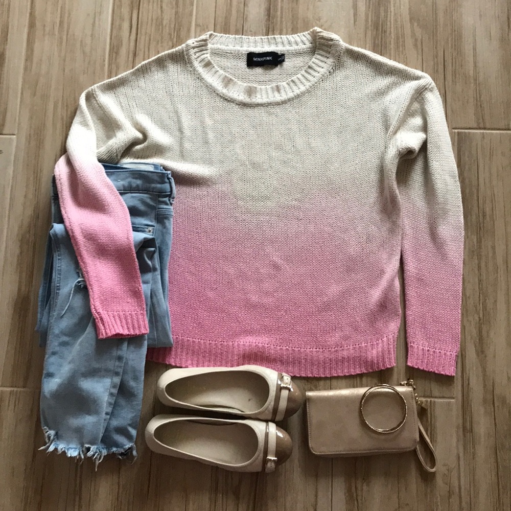 MINKPINK pink and cream ombré knit sweater Size S